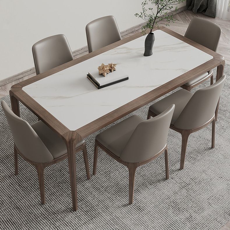 Modern Sintered Stone Top Dining Set Rectangle 1/4/5/7 Pieces Wooden Table Set Clearhalo 'Dining Room Sets' 'Dining Tables & Seating' 'dining_room_set' 'furn' 'furn_dining_room_set' 'Furniture' 'Kitchen & Dining Furniture' 1200x1200_e9ddddfa-8306-4225-b858-a0b23ce69c23