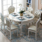 Glam Kitchen Table with Faux Marble Top Solid Wood Legs for Home
