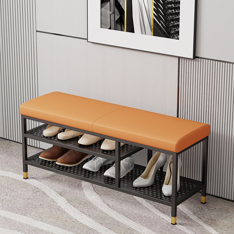 18.5" H Modern Metal Seating Bench Cushioned Entryway Bench with Legs Clearhalo 'Benches' 'Chairs & Seating' 'furn' 'furn_benches' 'Furniture' 'Living Room Furniture' 1200x1200_e9e06aeb-4e09-42ea-b9f8-65d1290e15c8