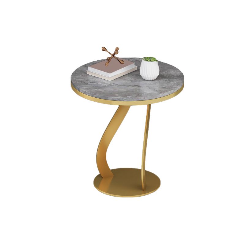 Modern Slate Round Side Table 19.6" Tall Iron Abstract End Table