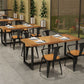 Trestle Base Dining Table Industrial Solid Wood Fixed Kitchen Desk