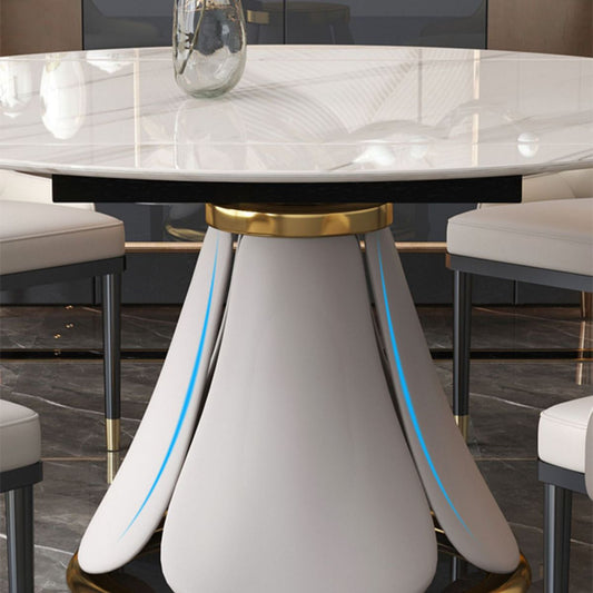 Glam Leather Dinette Set 1/2/5/7 Pieces Scalable Dining Table Set with Sintered Stone Top Clearhalo 'Dining Room Sets' 'Dining Tables & Seating' 'dining_room_set' 'furn' 'furn_dining_room_set' 'Furniture' 'furniture_dining_room_set' 'Kitchen & Dining Furniture' 1200x1200_e9e82a46-1ca6-4a33-bfad-d5ec256dbde5