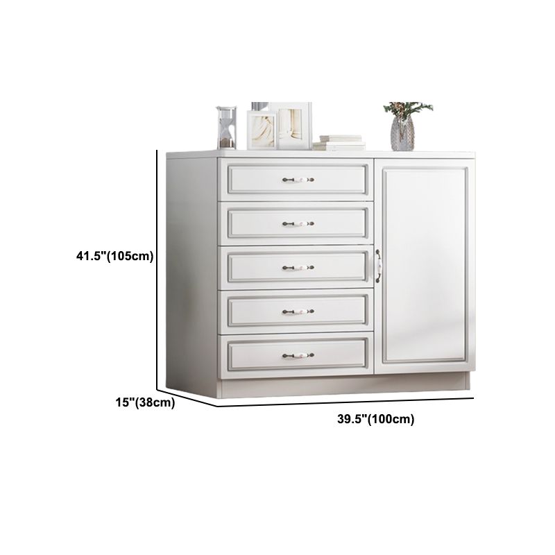 Modern White Accent Chest with Drawers 14.96" Wide Side Cabinet with Door