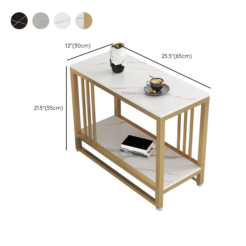 Metal Frame End Table 2-Tier Stone Top Accent Side Table with Shelf Clearhalo 'Coffee & Accent Tables' 'End & Side Tables' 'end_side_tables' 'furn' 'furn_end_side_tables' 'Furniture' 'Living Room Furniture' 1200x1200_e9e943e6-ff90-458a-8b08-ca551fd2e2d9