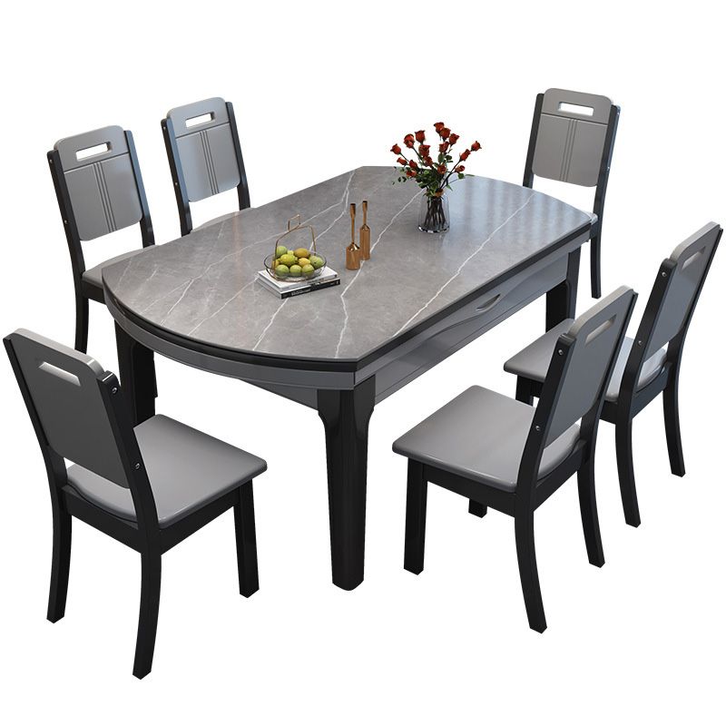 Modern Scalable Stone Dining Table 4 Legs Table for Dining Room Clearhalo 'Dining Tables & Seating' 'Dining Tables' 'dining_table' 'furn' 'furn_dining_table' 'Furniture' 'Kitchen & Dining Furniture' 1200x1200_e9e98a61-c63a-4c7c-9475-f68ce70022af