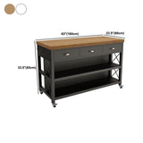 Modern Style Rolling Kitchen Cart Metal Rectangular Kitchen Island Cart with Open Storage