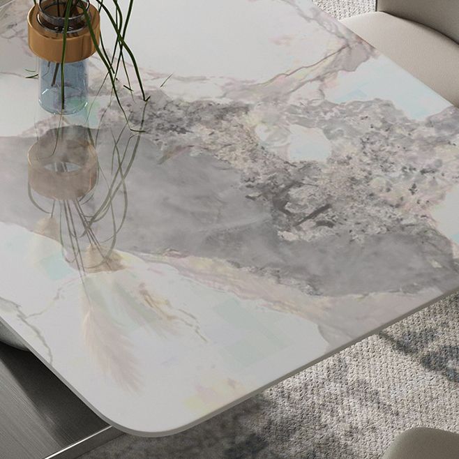 Contemporary Rectangle Dining Table Set Sintered Stone 1/4/7/8 Pieces Dining Set Clearhalo 'Dining Room Sets' 'Dining Tables & Seating' 'dining_room_set' 'furn' 'furn_dining_room_set' 'Furniture' 'Kitchen & Dining Furniture' 1200x1200_e9e9f7a9-aa26-48cc-9113-8572ae99075c