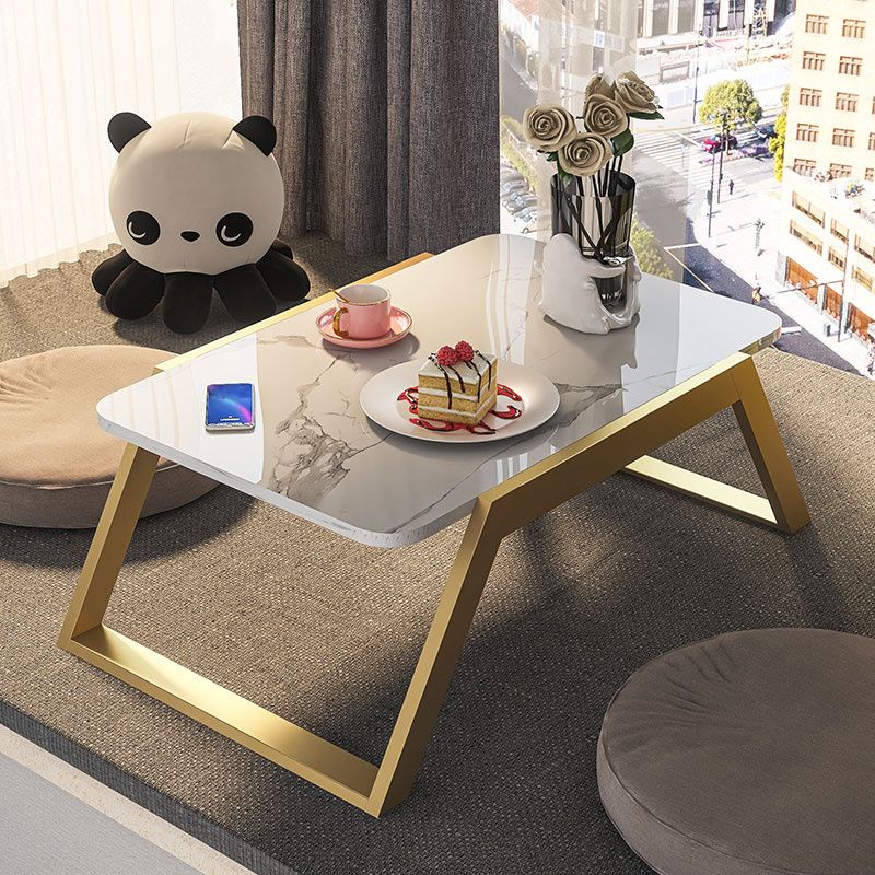 Glam Rectangle Marble Coffee Table with Iron Sled Base 1 Piece Clearhalo 'Coffee & Accent Tables' 'Coffee Tables' 'coffee_tables' 'furn' 'furn_coffee_tables' 'Furniture' 'Living Room Furniture' 1200x1200_e9ea85ac-5851-4664-afda-5a3db75075f6