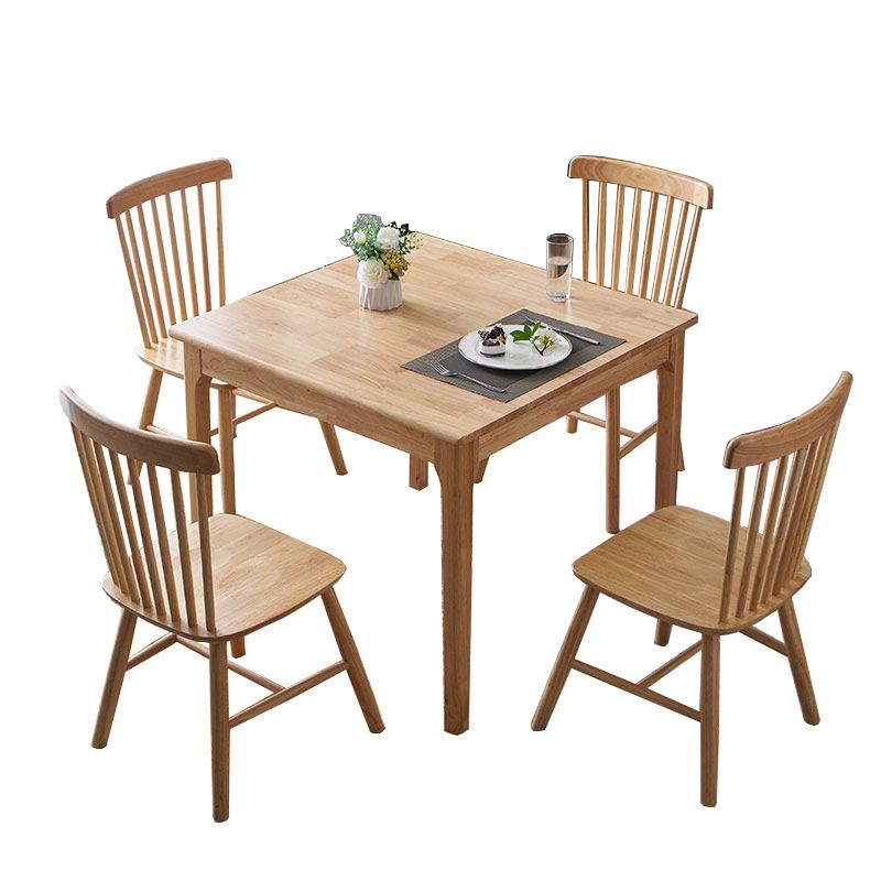 Dining Room Kitchen Table Rubberwood Solid Wood Square Dining Table