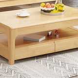 Tavolino in legno a 4 gambe rettangolari a 4 gambe con rack di stoccaggio