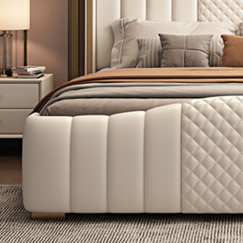 Glam Beige Standard Bed Camel Back Pine Wood and Metal Panel Bed Clearhalo 'Bedroom Furniture' 'Beds' 'furn' 'furn_beds' 'Furniture' 1200x1200_e9efa264-a91c-462c-b204-538e623964eb
