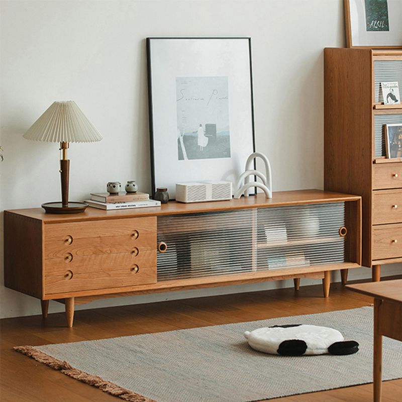 Solid Wood TV Cabinet Modern Enclosed Storage TV Stand with Sliding Doors Clearhalo 'furn' 'furn_tv_stands_entertainment_centers' 'Furniture' 'Living Room Furniture' 'TV Stands & Entertainment Centers' 'TV Stands & Media Storage Furniture' 'tv_stands_entertainment_centers' 1200x1200_e9efc7dd-5f2f-46ca-9b8e-cccf4a5d4aea