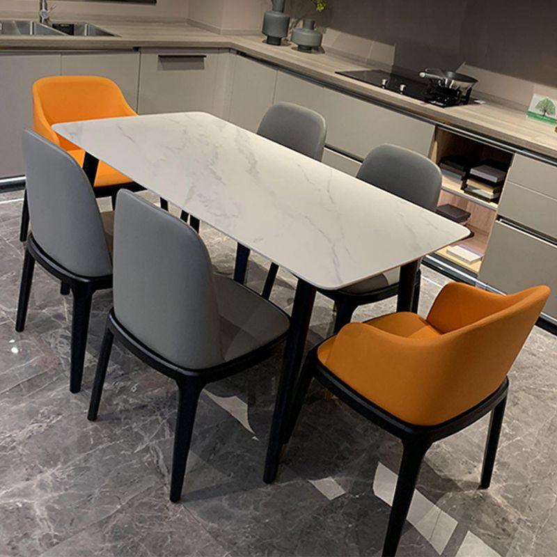 Industrial Sintered Stone Dining Table Rectangle Table with Wooden 4 Legs Clearhalo 'Dining Tables & Seating' 'Dining Tables' 'dining_table' 'furn' 'furn_dining_table' 'Furniture' 'Kitchen & Dining Furniture' 1200x1200_e9f1ba88-ff7b-4177-a0dc-5be9b69ac888