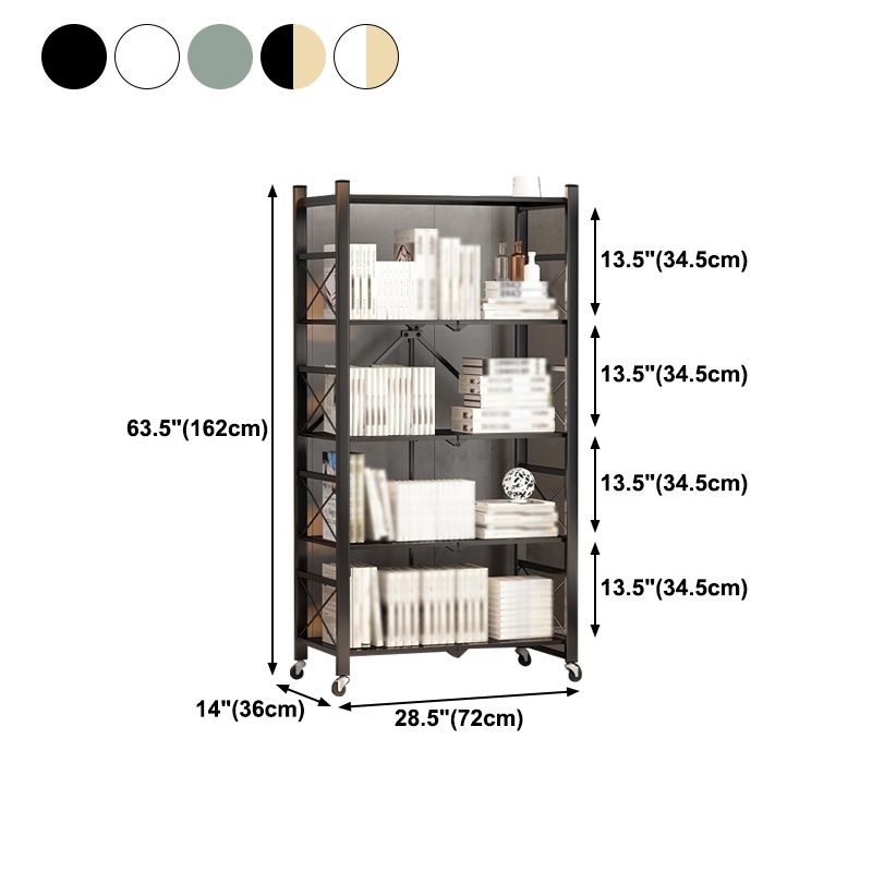 Folding Steel Industrial Etagere Bookshelf Open Bookshelf with Caster Wheels Clearhalo 'Bookcases' 'furn' 'furn_bookcases' 'Furniture' 'furniture_bookcases' 'Office Furniture' 1200x1200_e9f315d9-3425-40dd-8a62-4690adf147da