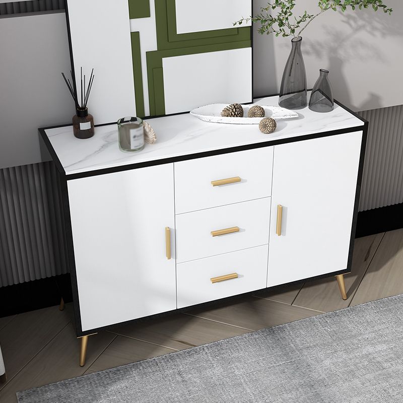 39.5"L Glam Style Side Board with Engineered Wood Drawers and Storage for Dining Room Clearhalo 'buffet_sideboard' 'Buffets & Sideboards' 'furn' 'furn_buffet_sideboard' 'Furniture' 'Kitchen & Dining Furniture' 1200x1200_e9f40d38-0b74-455a-ab2d-398935a07545