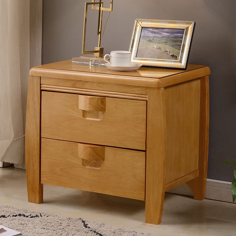 Solid Wood Nightstand Contemporary Bedside Cabinet with 2 Drawers Clearhalo 'Bedroom Furniture' 'furn' 'furn_night_stand' 'Furniture' 'night_stand' 'Nightstands' 1200x1200_e9f4921b-c367-47c9-a66b-c155b1372dde