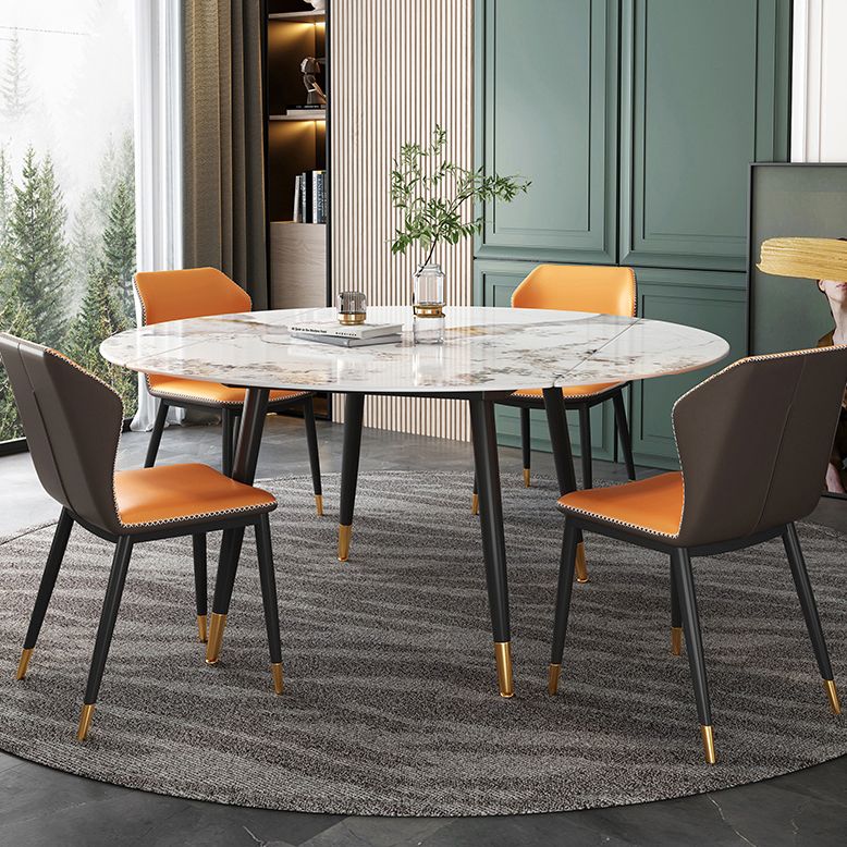 Traditional Luxury Round Drop-Leaf Dining Table Stone Furniture for Dining Room Clearhalo ' dining_table' 'Dining Tables & Seating' 'Dining Tables' 'furn' 'furn_dining_table' 'Furniture' 'furniture_dining_table' 'Kitchen & Dining Furniture' 'kitchen&dining_furn' 'kitchen' 'kitchen_dining_table' 1200x1200_e9f7248d-3fc8-48be-9bc0-6d3a9ffef94e