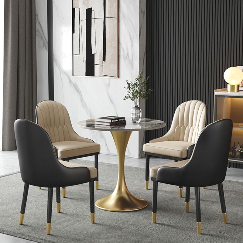 Metal Traditional Luxury Round Table for Home Sintered Stone Table with Tulip Clearhalo 'Dining Tables & Seating' 'Dining Tables' 'dining_table' 'furn' 'furn_dining_table' 'Furniture' 'Kitchen & Dining Furniture' 1200x1200_e9f7885c-a57a-4ca8-a97c-ac3cdf6e7c46