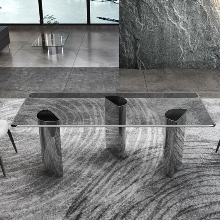 1/2/3 Pieces Modern Rectangle Tempered Glass Top Dining Set for Home