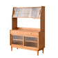 Moderno server in legno massiccio di pino 2 cassetto credenza marrone con porta di vetro