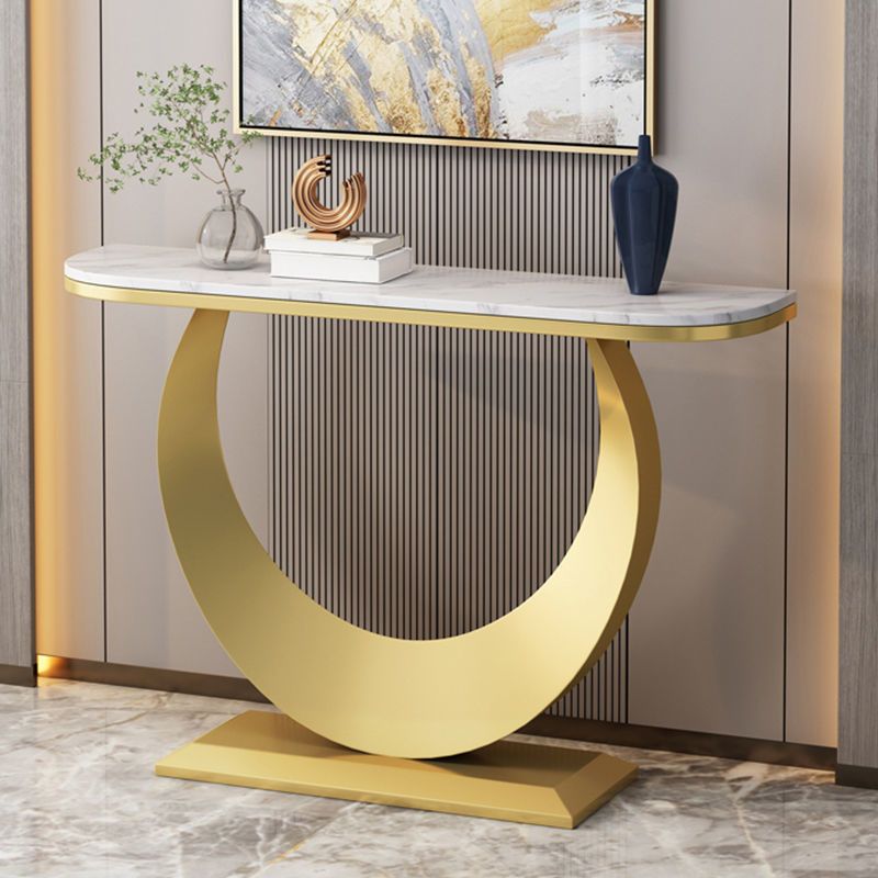 White/Black Console Table Glam Stone Console Table- 11.81" D x 29.5" H Clearhalo 'Console Tables' 'console_tables' 'Entry & Mudroom Furniture' 'furn' 'furn_console_tables' 'Furniture' 1200x1200_e9ffea93-0fdd-456e-b5da-ca0296e04bad