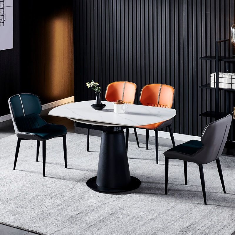 Silla de brazo de silla de comedor contemporánea con patas de metal para cocina