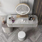 Gray Faux Leather Vanity 5 Drawers Vanity Set with Padded Stool