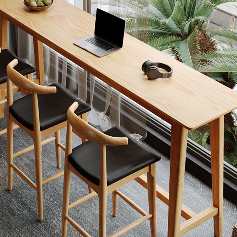 1/4 Pieces Modern Rectangle Solid Wood Bar Table with High Stools