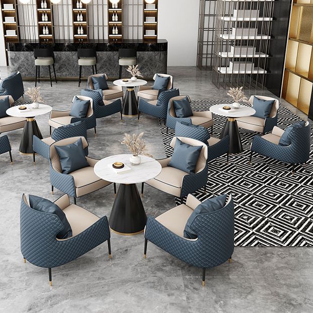 Contemporary Kitchen Dining Room Set with Round Sintered Stone Top Formal Dining Table Furniture Clearhalo 'Dining Room Sets' 'Dining Tables & Seating' 'dining_room_set' 'furn' 'furn_dining_room_set' 'Furniture' 'furniture_dining_room_set' 'Kitchen & Dining Furniture' 'kitchen&dining_furn' 'kitchen' 1200x1200_ea08aa09-20de-49c3-ad62-705db0e9251a