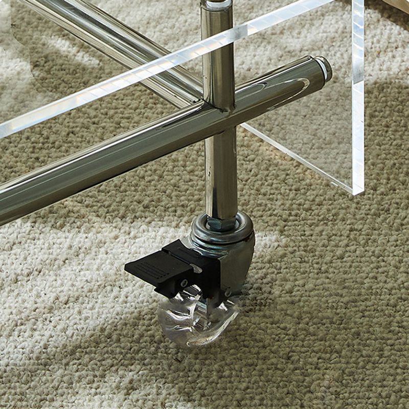 Acrylic End Table with Casters 21.7" Tall Rectangular Side Table with Storage Shelf Clearhalo 'Coffee & Accent Tables' 'End & Side Tables' 'end_side_tables' 'furn' 'furn_end_side_tables' 'Furniture' 'Living Room Furniture' 1200x1200_ea094541-9f9e-4084-8d38-92c7d7b3be06