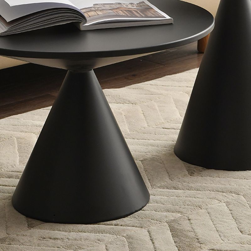 Table d'angle contemporaine metal rond piédestal latérale