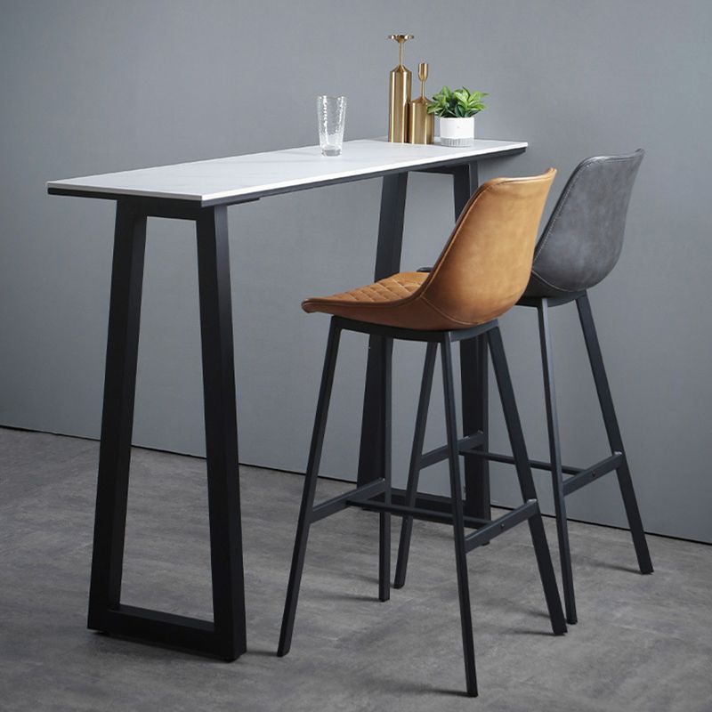 Rectangle Bar Table Sintered Stone Dining Table with Metal Base for Kitchen Clearhalo 'Bar Furniture' 'Bar Tables' 'bar_tables' 'furn' 'furn_bar_tables' 'Furniture' 'Kitchen & Dining Furniture' 1200x1200_ea09c6c9-6c16-4ccb-8a46-615bfe9161a8
