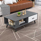 1 table basse à 4 pieds incluse, table de cocktail moderne en bois avec tiroir