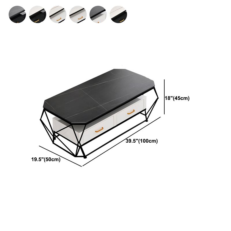 Tavolino geometrico in ardesia 2 cassetti Tavolo da cocktail - 17,7 "H