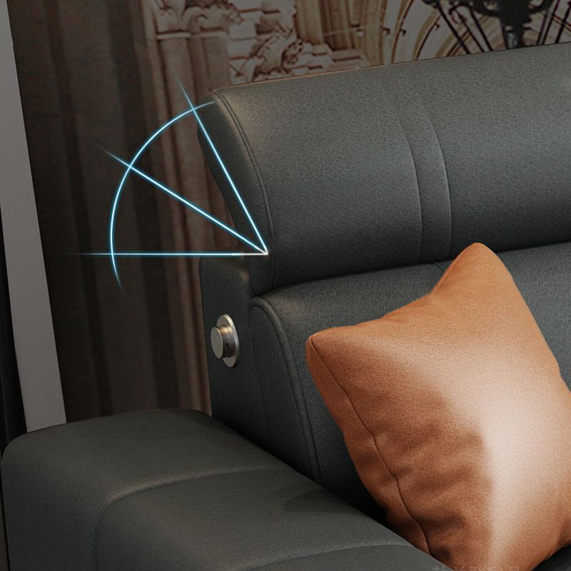 Square Arm Sectional Dark Gray Cushion Back Storage Faux Leather Living Room Sofa Clearhalo 'furn' 'furn_sectionals' 'Furniture' 'furniture_sectionals' 'Living Room Furniture' 'Sectionals' 1200x1200_ea0adcbd-7a68-4a56-b83a-a4ba3401f41f