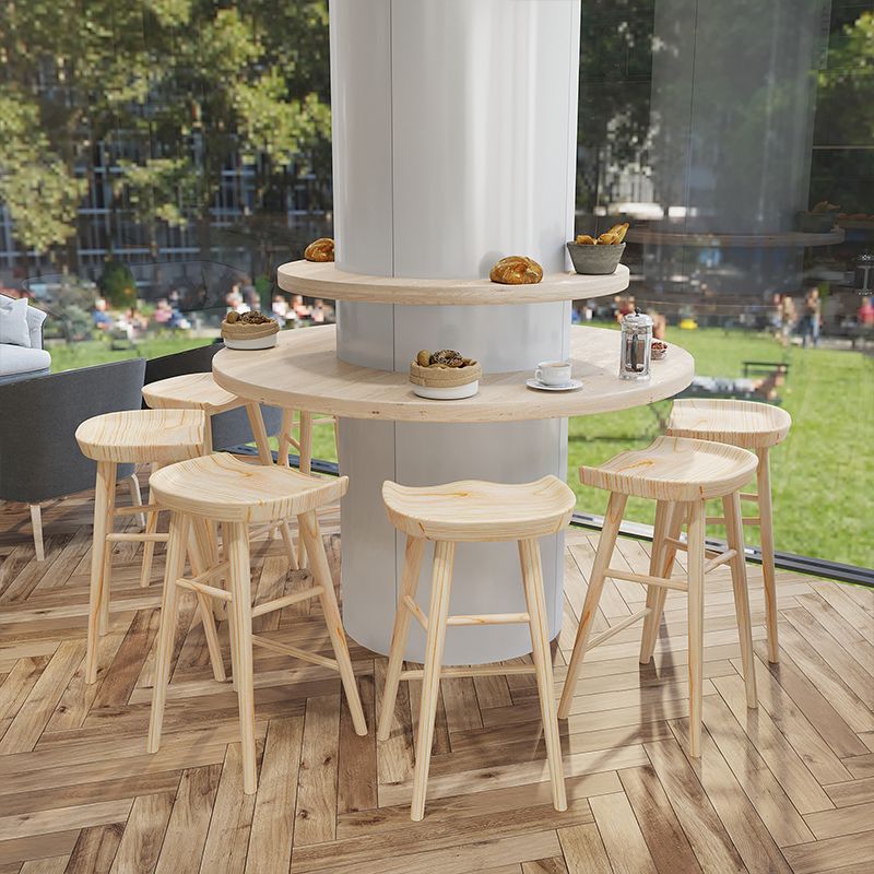 ソリッドウッドバックレスバーチェア木製の脚のあるモダンな屋内バースツール