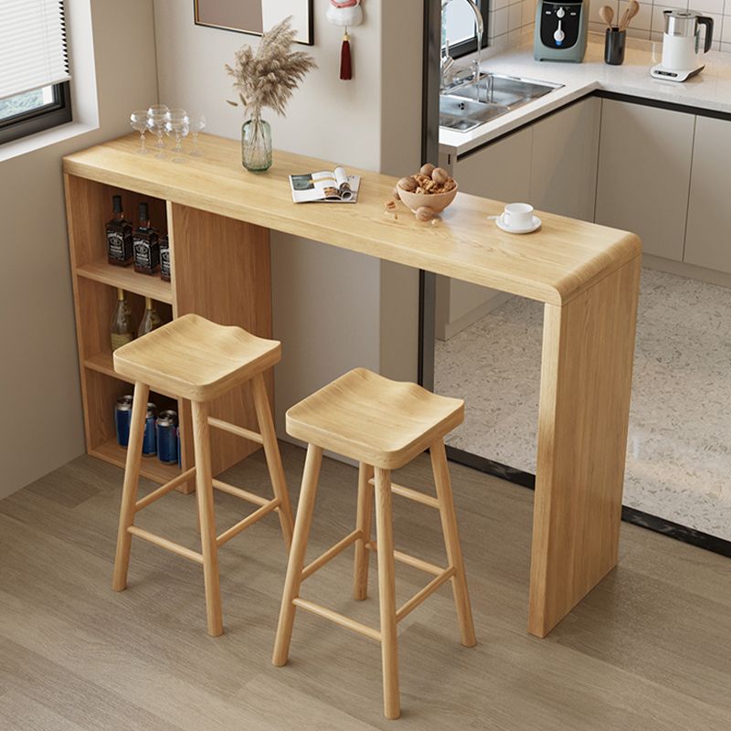 Mesa de comedor rectangular con tapa de madera maciza contemporánea y almacenamiento
