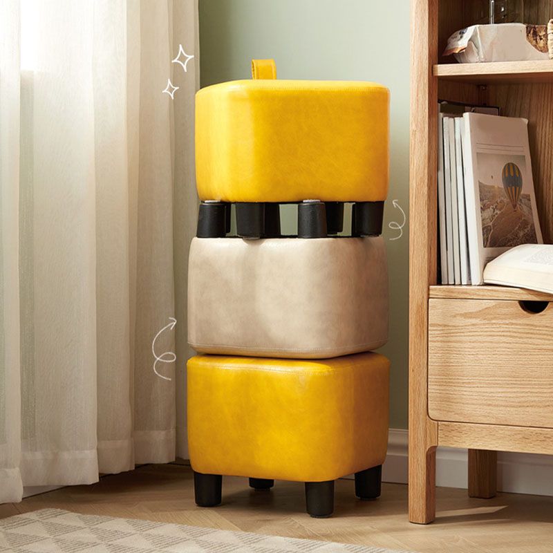 Solid Color Leather Standard Stool Modern Style Simple Household Square Footstool Clearhalo 'furn' 'furn_ottomans_poufs' 'Furniture' 'Living Room Furniture' 'Ottomans & Poufs' 'ottomans_poufs' 1200x1200_ea0d0a95-c483-446d-8188-aa1b83106e9c