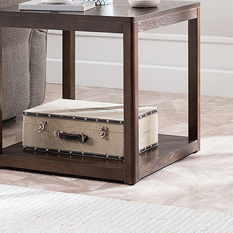 Table de l'extrémité en bois tradiculal Table d'appoint canapé à double niveau pour le salon