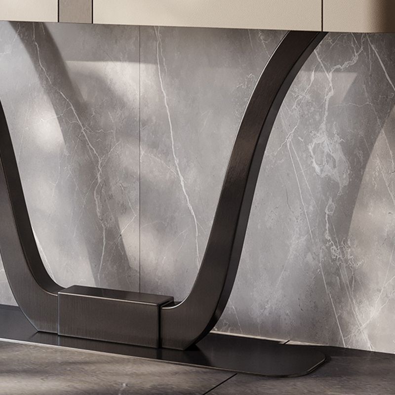 Half Moon Shape Contemporary Console Table Black/White Stone Console Sofa Table Clearhalo 'Console Tables' 'console_tables' 'Entry & Mudroom Furniture' 'furn' 'furn_console_tables' 'Furniture' 1200x1200_ea0f1411-c107-41d5-b202-c6331196d8d4