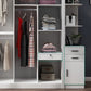 White Modern Wardrobe Armoire Engineered Wood Sliding Door Wardrobe with Drawer