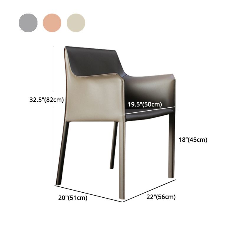 Leather Dining Chair Contemporary Arm Solid Back Side Chairs