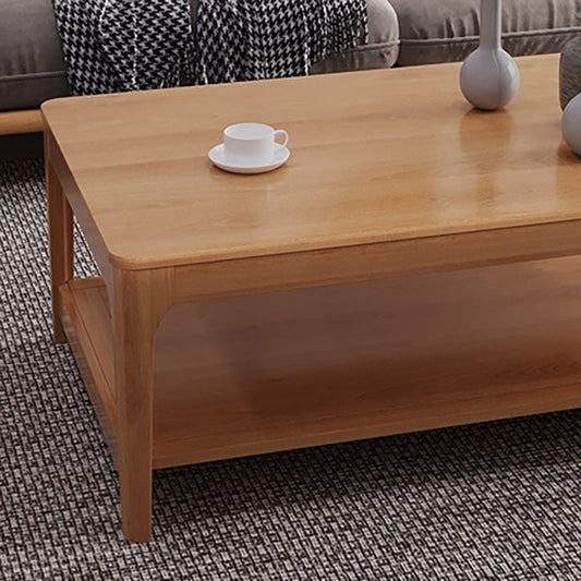 Modern Wooden 4 Legs Coffee Table with Shelf Rectangular Cocktail Table in Oak/Walnut Clearhalo 'Coffee & Accent Tables' 'Coffee Tables' 'coffee_tables' 'furn' 'furn_coffee_tables' 'Furniture' 'furniture_coffee_tables' 'Living Room Furniture' 1200x1200_ea128fa6-6492-44a7-ae6e-d7ab0bf36c46