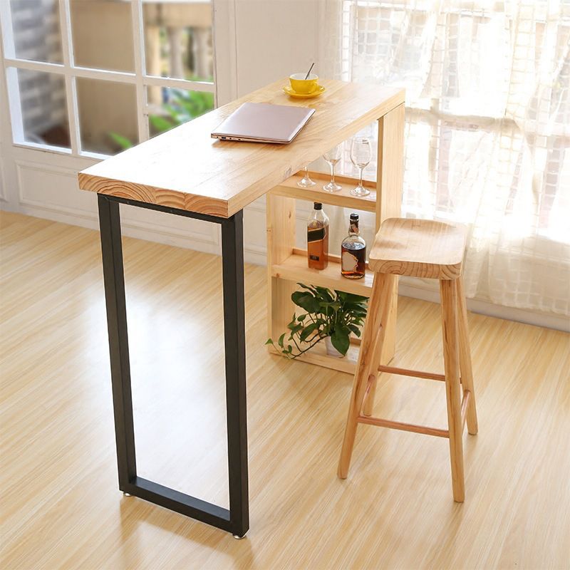 Industrial Indoor Bar/Dinette Table with Storage Rectangle Natural Bar Stool Table Clearhalo 'Bar Furniture' 'Bar Tables' 'bar_tables' 'furn' 'furn_bar_tables' 'Furniture' 'Kitchen & Dining Furniture' 1200x1200_ea13d7fd-8d51-41f2-9010-a396fe8b1a09