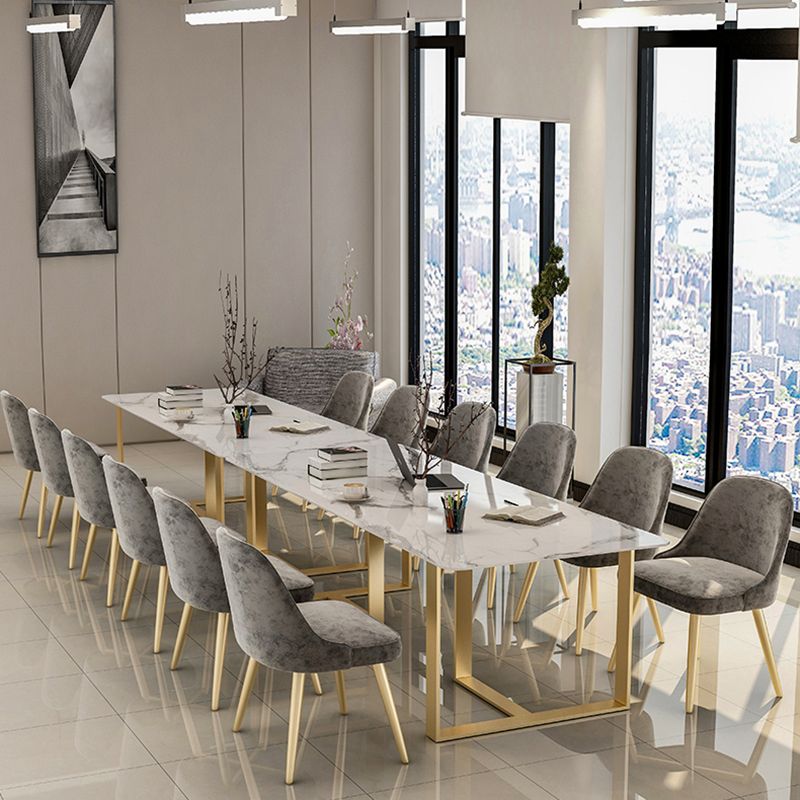 Mesa de reuniones rectangular de mármol artificial oficina en el hogar escritorio de escritura moderna