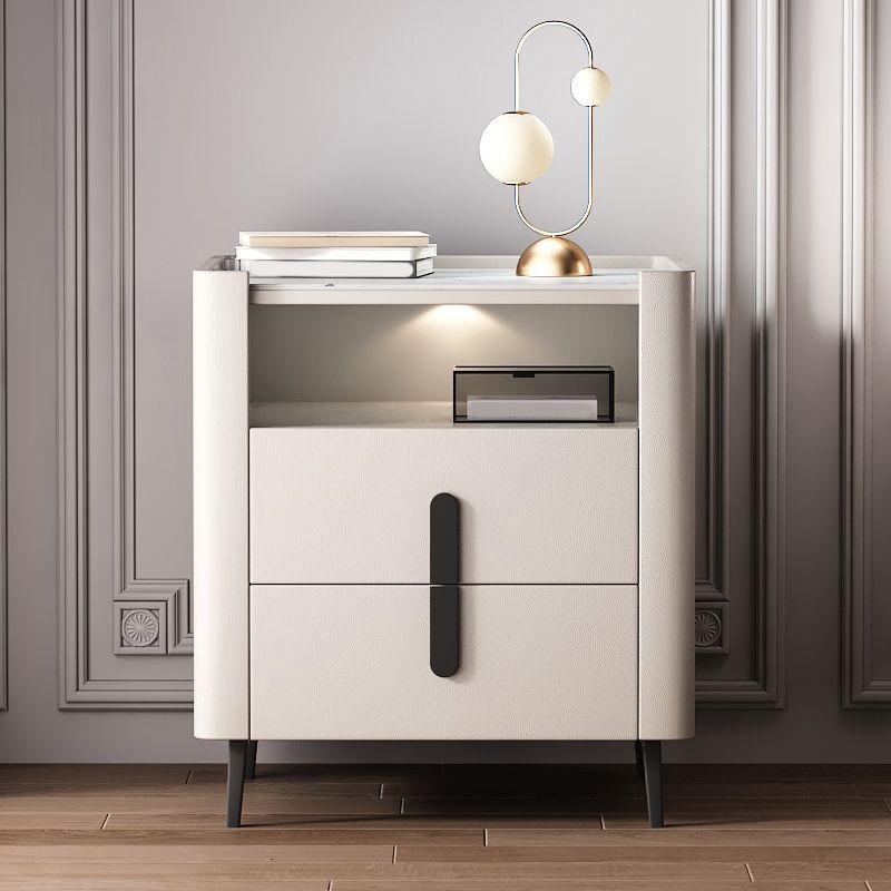 2-drawer Nightstand 21.65" Tall Charging Station Bedside Cabinet Clearhalo 'Bedroom Furniture' 'furn' 'furn_night_stand' 'Furniture' 'night_stand' 'Nightstands' 1200x1200_ea1653f8-690e-41b9-9398-827e6d8dbb72