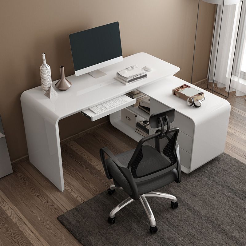 Modern Wood Computer Desk White Pedestal Writing Desk for Home Clearhalo 'furn' 'furn_office_desk' 'Furniture' 'Office Desks' 'Office Furniture' 'office_desk' 1200x1200_ea181f63-5948-4987-a94c-5de05c1a4384