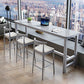 Modern Rectangle Bar Table Solid Wood Fixed Bistro Bar Desk with Footrest