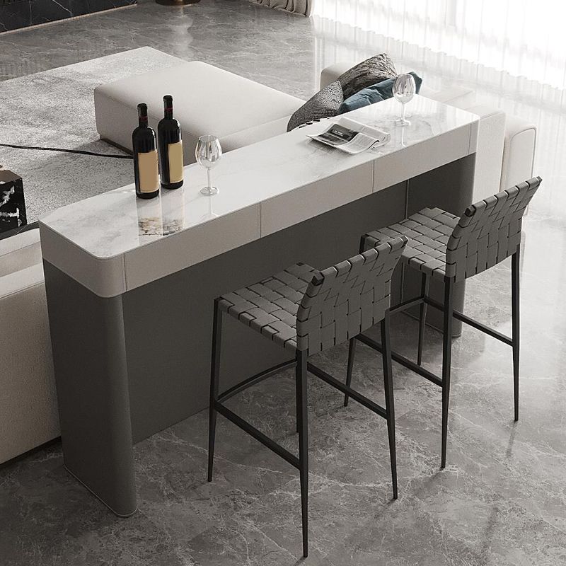 Modern Style Bistro Bar Table Rectangle Stone Top Bar Table for Living Room Clearhalo 'Bar Furniture' 'Bar Tables' 'bar_tables' 'furn' 'furn_bar_tables' 'Furniture' 'Kitchen & Dining Furniture' 1200x1200_ea1cdc06-ba69-4b38-a259-c2da663c5bed