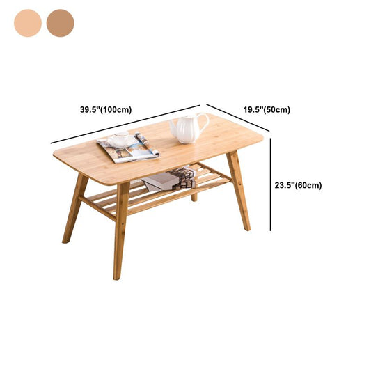 Tavolino in legno massello rettangolare in stile nordico 4 gambe